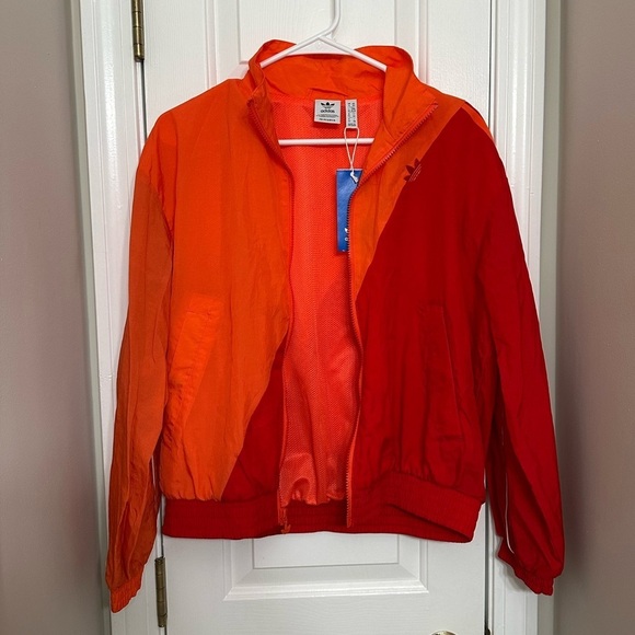 Adidas Women’s Japona TT Track Jacket XS Red Orange Adicolor Zip Windbreaker NWT - Picture 4 of 10